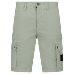 STONE ISLAND STRETCH ORGANIC COTTON TWILL CARGO BERMUDA SHORTS IN SAGE GREEN