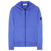 STONE ISLAND ZIP HOODIE SWEATSHIRT PERIWINKLE BLUE