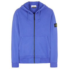 STONE ISLAND ZIP HOODIE SWEATSHIRT PERIWINKLE BLUE
