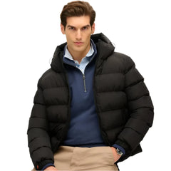 Superdry Hooded Sports Puffer Jacket - Black