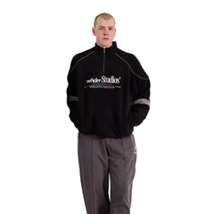 WNDRR Collective 1/4 Zip Polar Fleece Sweat - Black