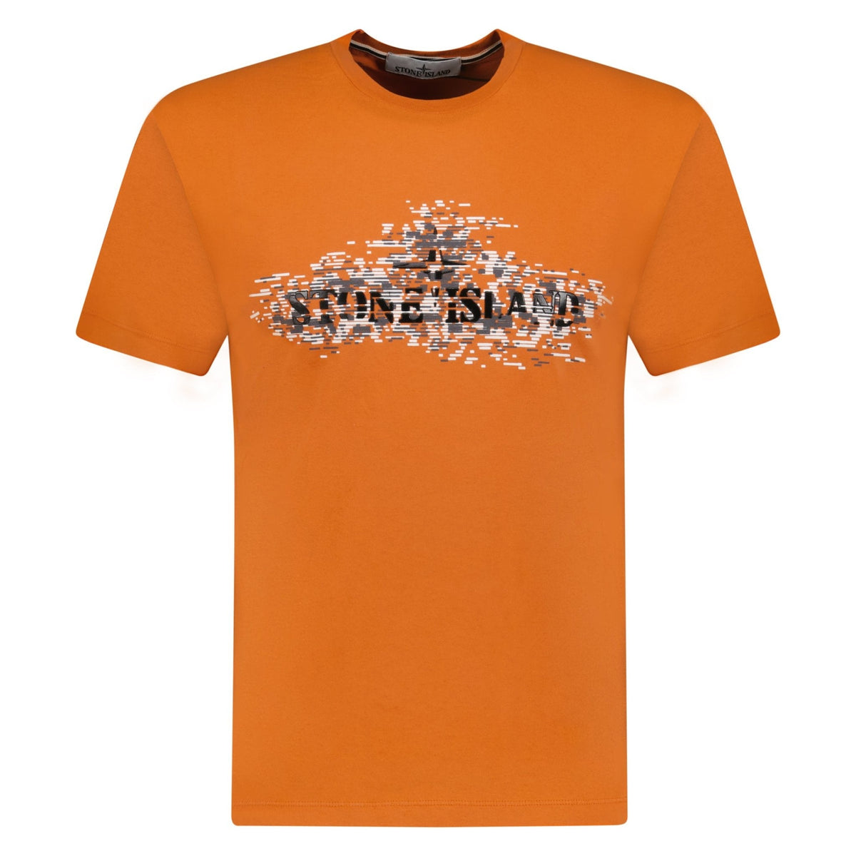 STONE ISLAND LOGO CAMO DESIGN T-SHIRT ORANGE