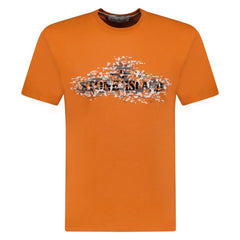 STONE ISLAND LOGO CAMO DESIGN T-SHIRT ORANGE