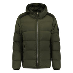 STONE ISLAND HOODED PUFFER JACKET IN SEAMLESS TUNNEL NYLON KHAKI