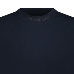 MONCLER LOGO PRINT COTTON JERSEY T-SHIRT NAVY BLUE