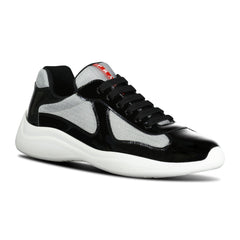 PRADA AMERICAS CUP MESH TRAINERS PATENT BLACK / GREY