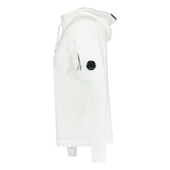 CP COMPANY WHITE LIGHT FLEECE HOODIE