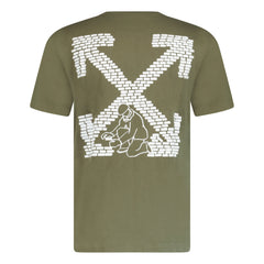 OFF WHITE BRICKS SLIM ARROW T-SHIRT KHAKI GREEN