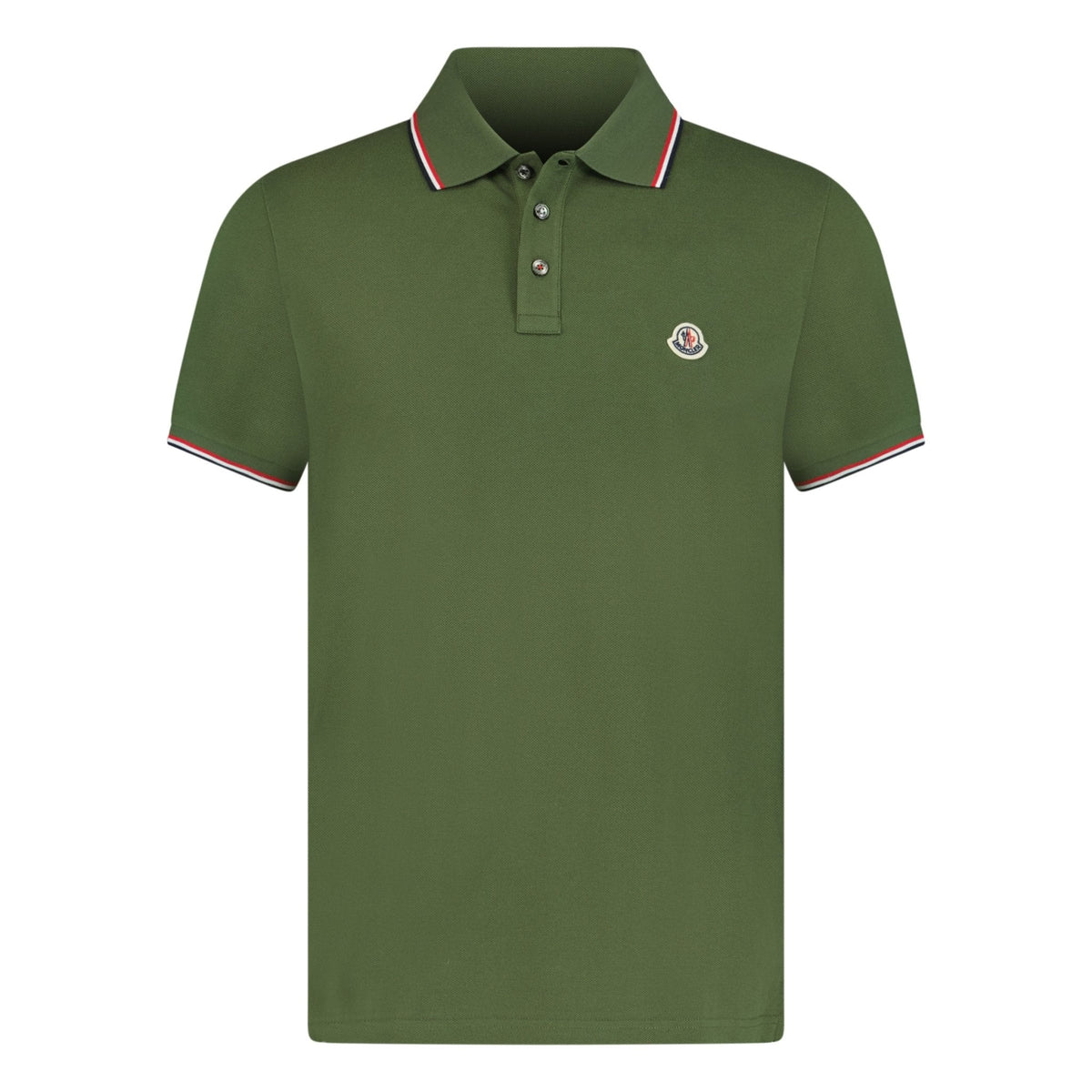 MONCLER TIPPED COLLAR POLO SHIRT KHAKI GREEN