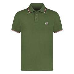 MONCLER TIPPED COLLAR POLO SHIRT KHAKI GREEN