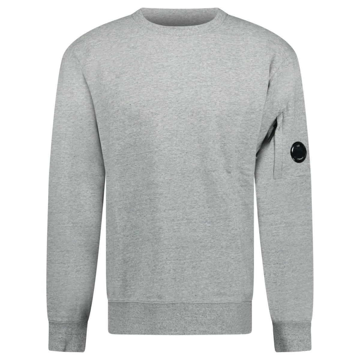 CP COMPANY DIAGONAL RAISED ARM LENS CREW NECK SWEATSHIRT GREY
