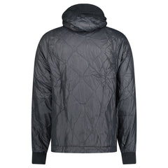 CP COMPANY DIAGONAL RAISED MIXED QUILTED LENSE HOODIE BLACK