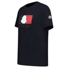 MONCLER TRICOLOUR LOGO MOTIF T-SHIRT NAVY