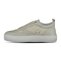 CHRISTIAN LOUBOUTIN HAPPY RUI LEATHER LOW TOP TRAINERS BEIGE