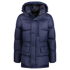 BURBERRY HAWORTH MID LENGTH PUFFER JACKET NAVY BLUE