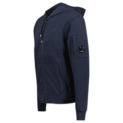 CP COMPANY LIGHT FLEECE LENS ZIP HOODIE NAVY BLUE