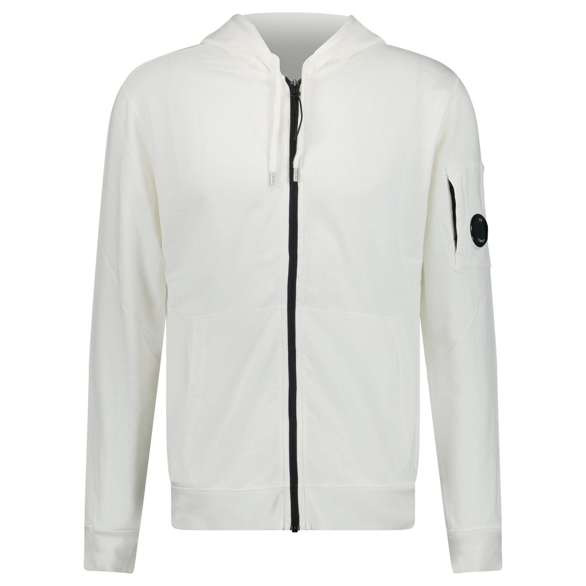 CP COMPANY LIGHT FLEECE LENS ZIP HOODIE WHITE