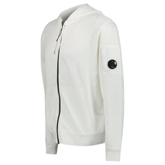 CP COMPANY LIGHT FLEECE LENS ZIP HOODIE WHITE