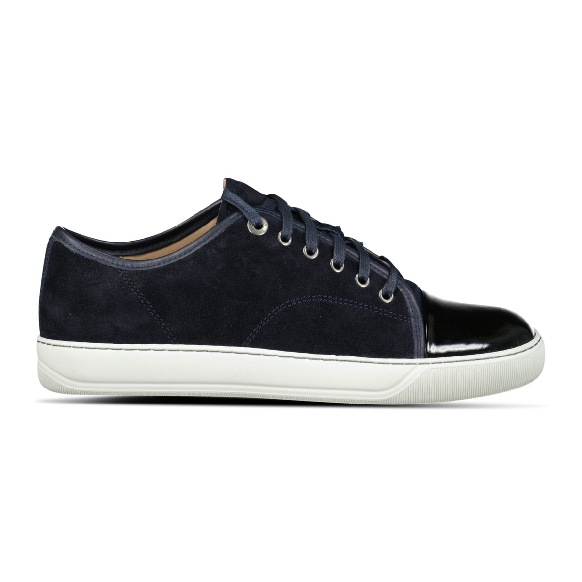 LANVIN DBB1 SUEDE PATENT TOE TRAINER NAVY BLUE