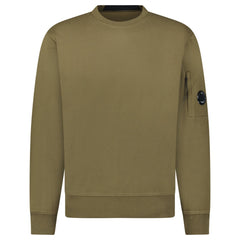 CP COMPANY LENS DIAGONAL RAISED FLEECE OLIVE GREEN
