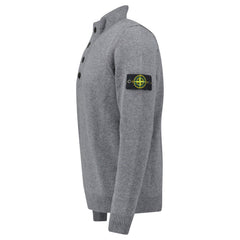 STONE ISLAND GREY HALF ZIP LAMBSWOOL JUMPER