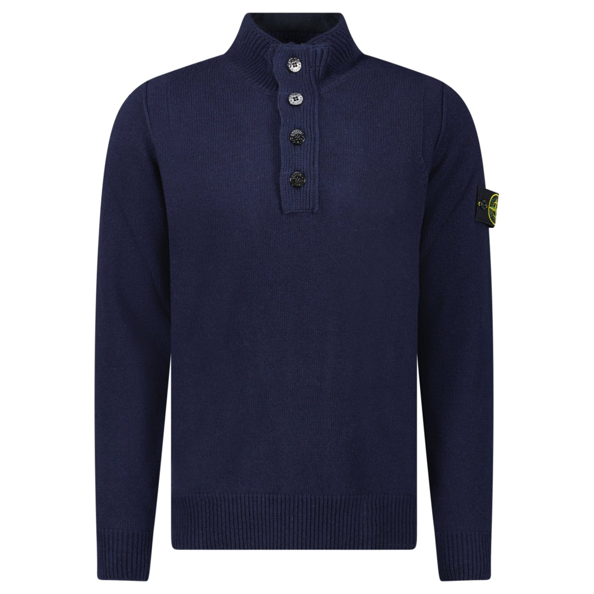 STONE ISLAND NAVY HALF ZIP LAMBSWOOL JUMPER