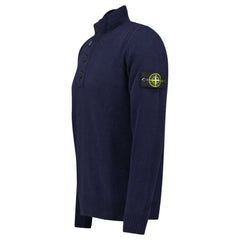 STONE ISLAND NAVY HALF ZIP LAMBSWOOL JUMPER