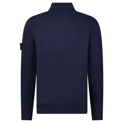 STONE ISLAND NAVY HALF ZIP LAMBSWOOL JUMPER