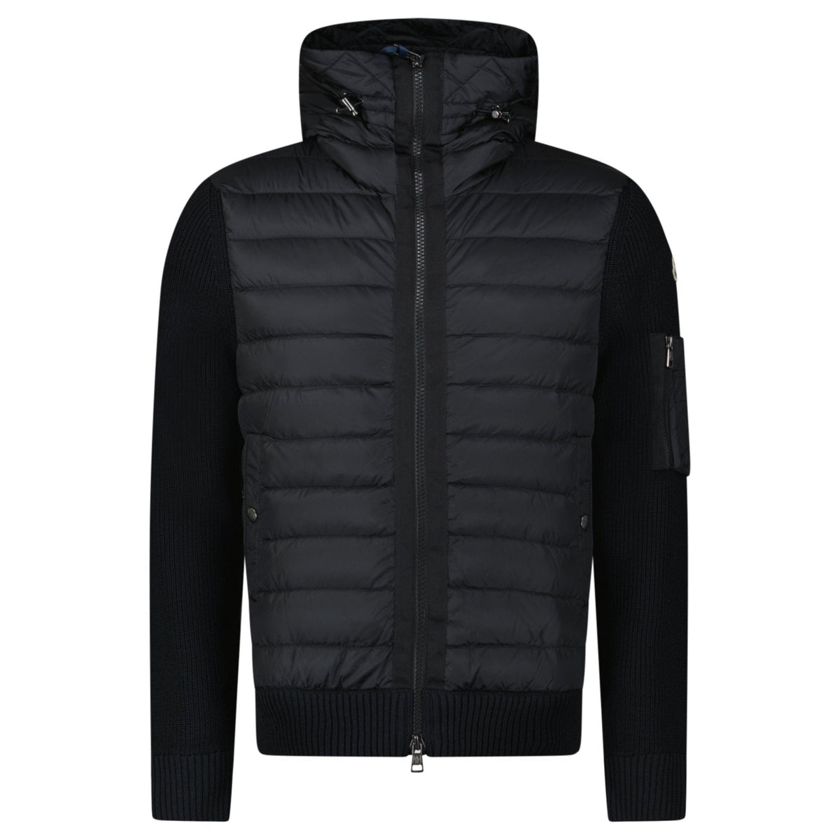 MONCLER PADDED ZIP-UP HOODED SWEATSHIRT BLACK
