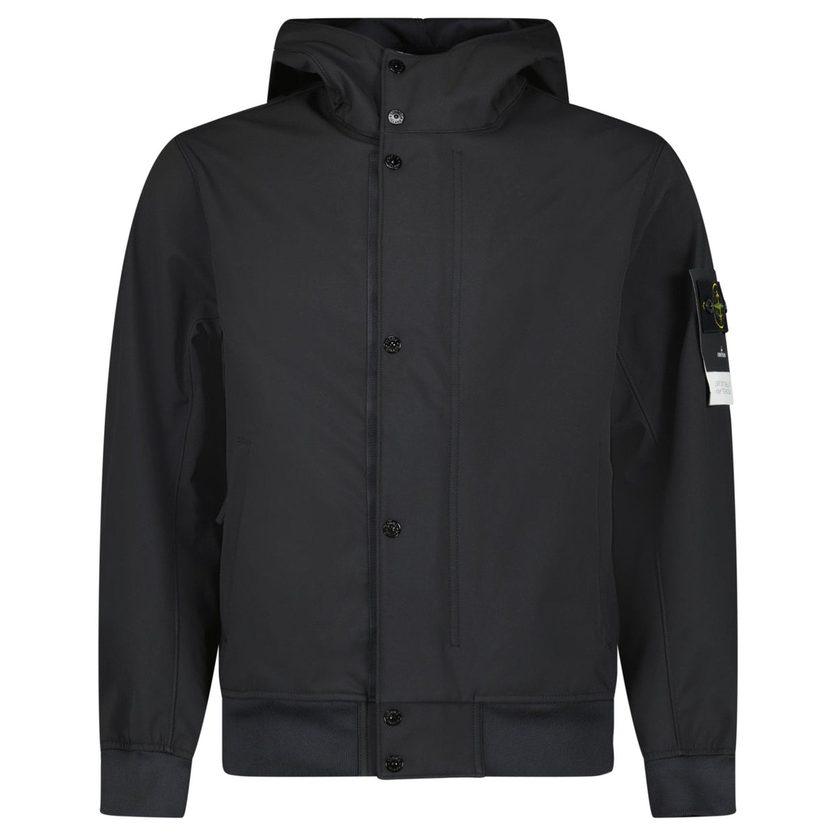 STONE ISLAND SOFT-SHELL HOODED JACKET BLACK