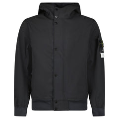 STONE ISLAND SOFT-SHELL HOODED JACKET BLACK