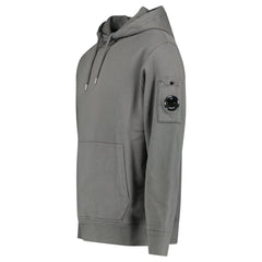 CP COMPANY DIAGONAL COTTON FLEECE LENS HOODIE GREY