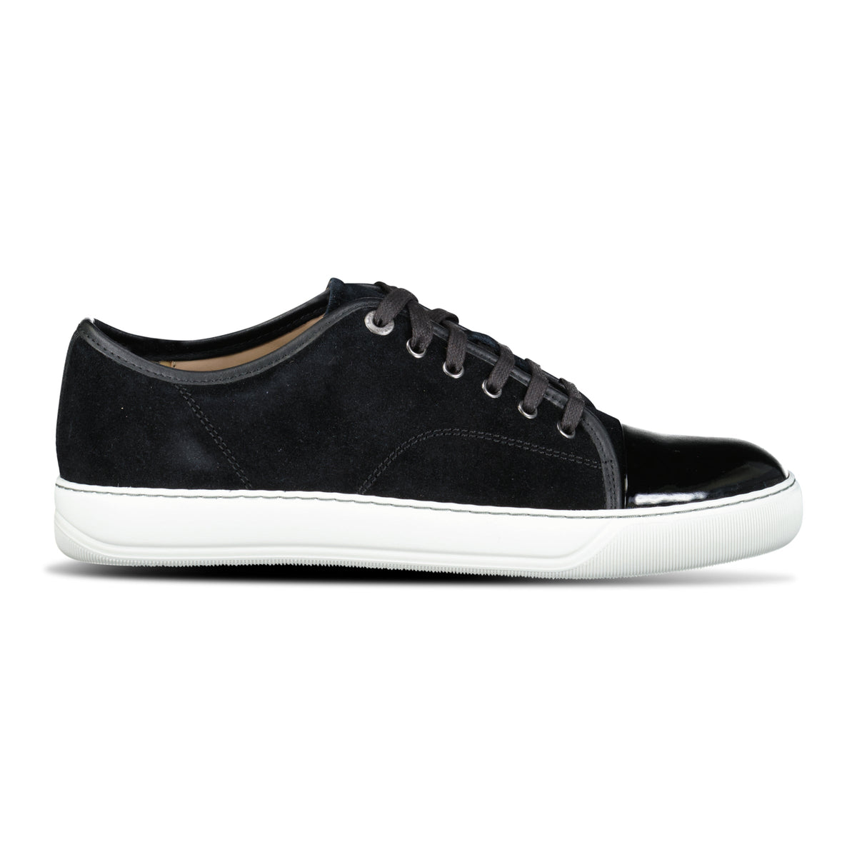 LANVIN SUEDE PATENT TOE DBB1 TRAINER BLACK