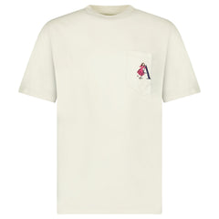 AIMÉ LEON DORE EMBROIDERED 'A' POCKET T-SHIRT SILVER BIRCH GRAY