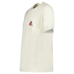 AIMÉ LEON DORE EMBROIDERED 'A' POCKET T-SHIRT SILVER BIRCH GRAY