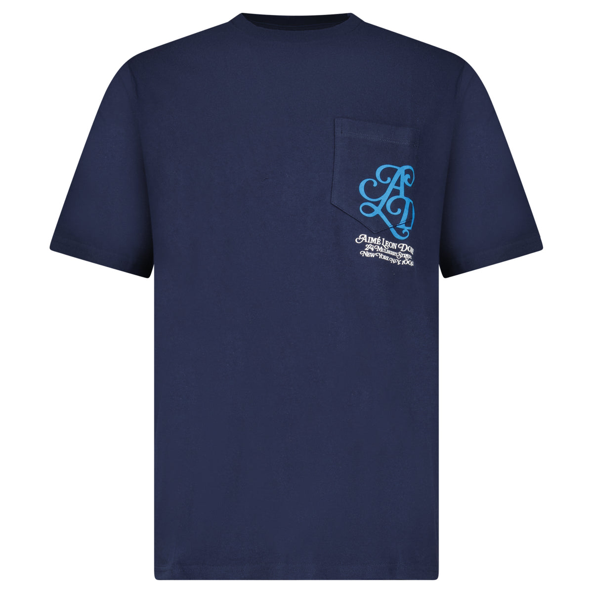 AIMÉ LEON DORE MONOGRAM POCKET TEE NAVY BLUE