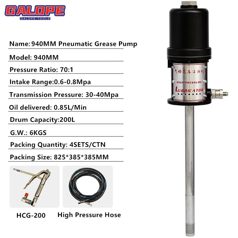 55 Gallon 200L Bucket Barrel Drum Air Grease Dispensing Kits High Pressure Pneumatic Grease Pump Kit for Drum 180kg-220kg