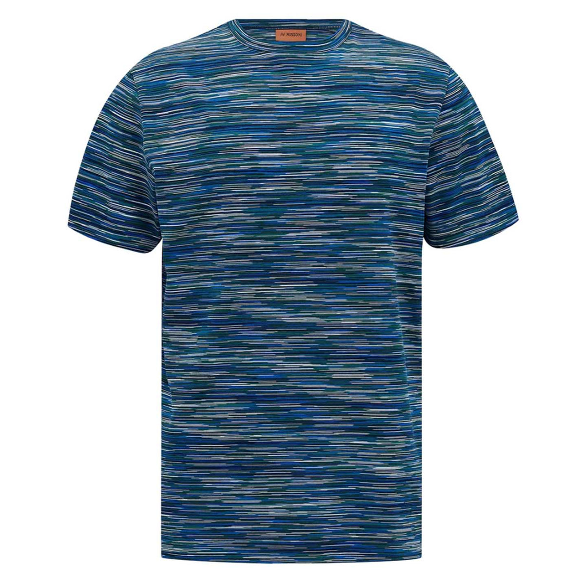 MISSONI DISTORTED STRIPE COTTON T-SHIRT BLUE
