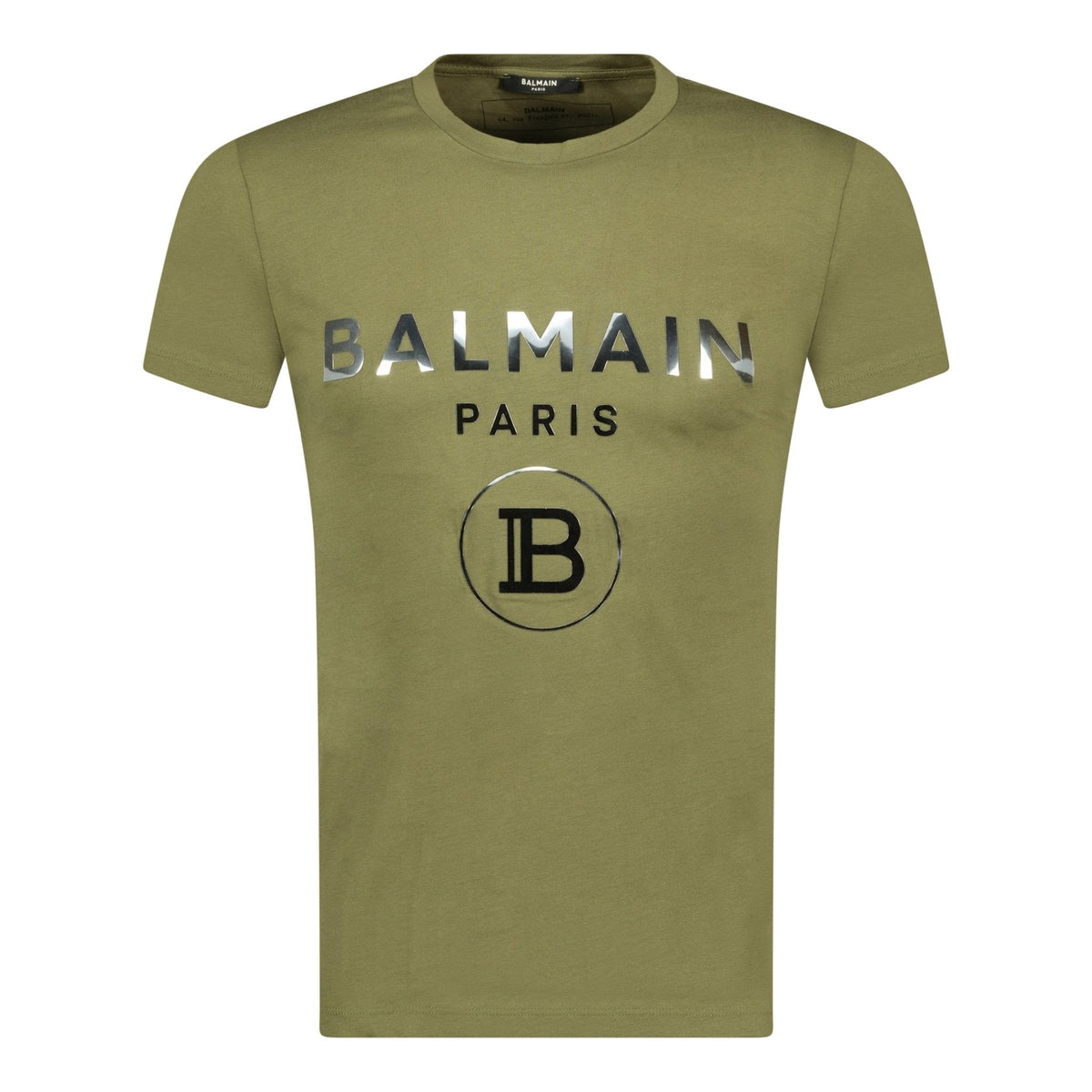 BALMAIN Silver Logo-Print Cotton-Jersey T-Shirt Khaki