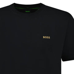 BOSS ACTIVE GOLD LOGO-PRINT T-SHIRT BLACK