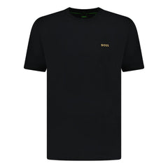 BOSS ACTIVE GOLD LOGO-PRINT T-SHIRT BLACK