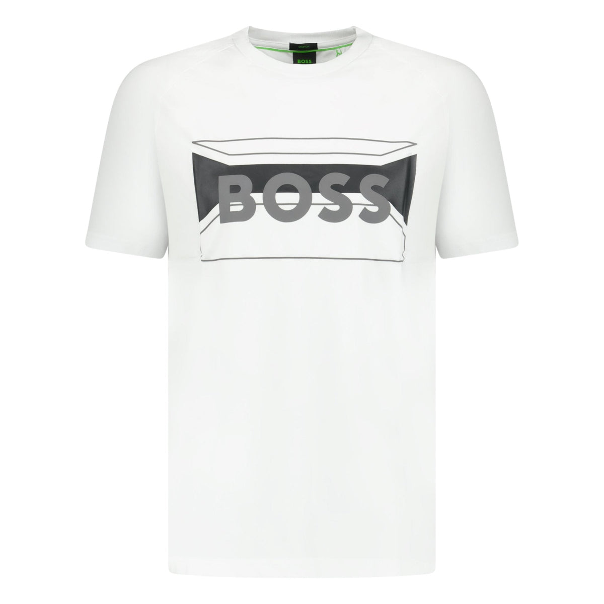 BOSS COTTON-BLEND REGULAR-FIT T-SHIRT WITH LOGO ARTWORK WHITE