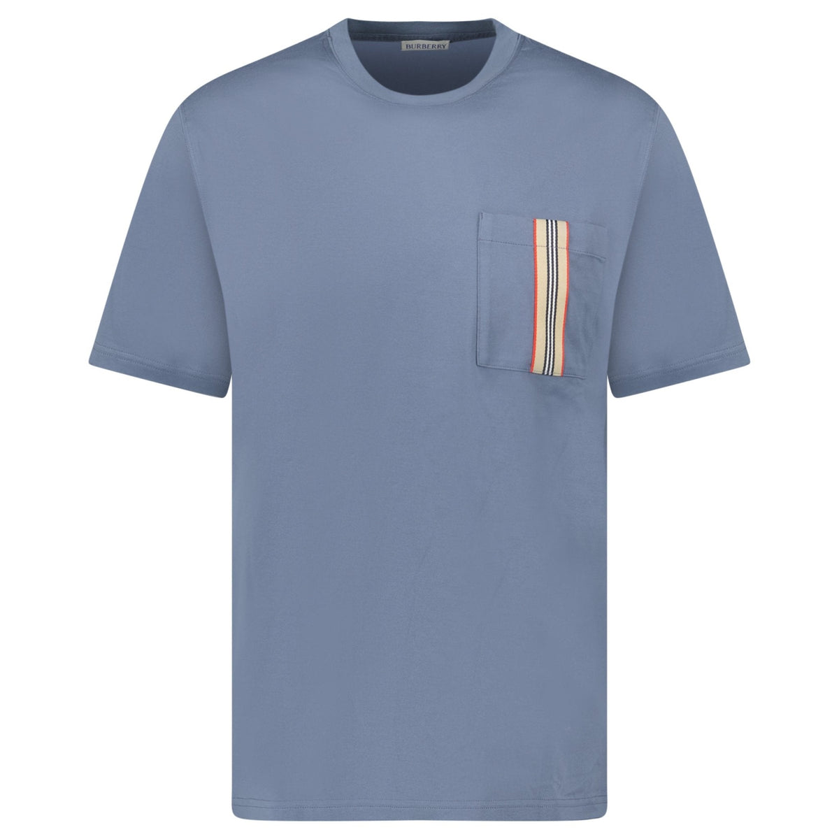 BURBERRY 'ELLISON' STRIPE EMBROIDERY T-SHIRT CARBON BLUE