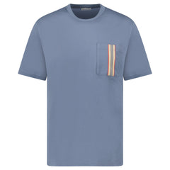 BURBERRY 'ELLISON' STRIPE EMBROIDERY T-SHIRT CARBON BLUE