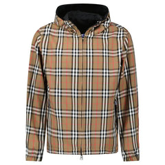 BURBERRY STANFORD ZIP-UP REVERSIBLE CHECK JACKET BLACK