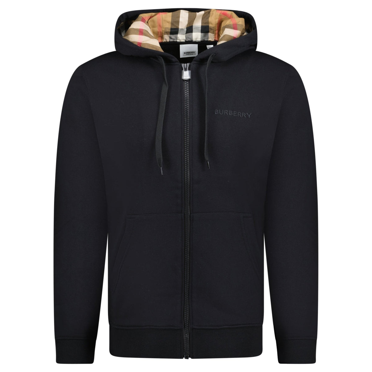 BURBERRY HOVE CHECK HOOD EMBROIDERY LOGO HOODIE BLACK