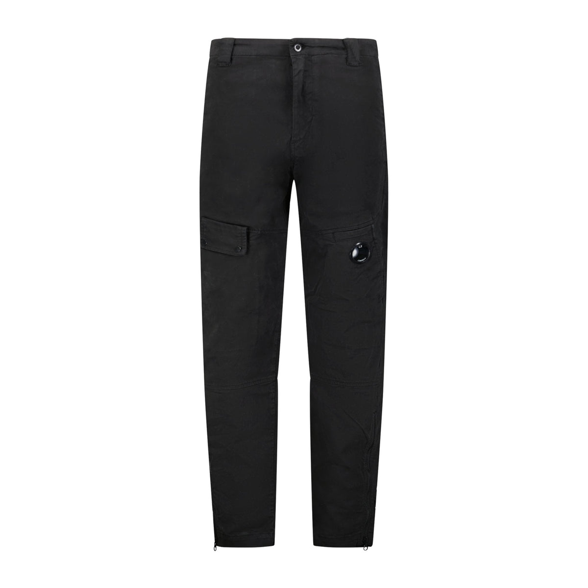 CP COMPANY Lens Zip Cuff Stretch Sateen Cargo Pants Black