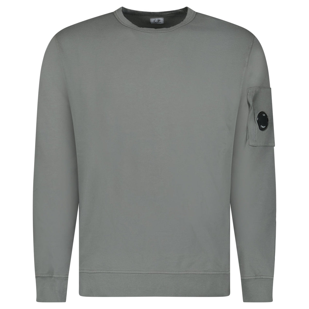 CP COMPANY LIGHT FLEECE CREWNECK LENS SWEATSHIRT IN GUNMETAL