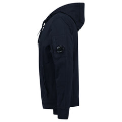CP COMPANY LIGHT FLEECE LENS ZIP HOODIE NAVY