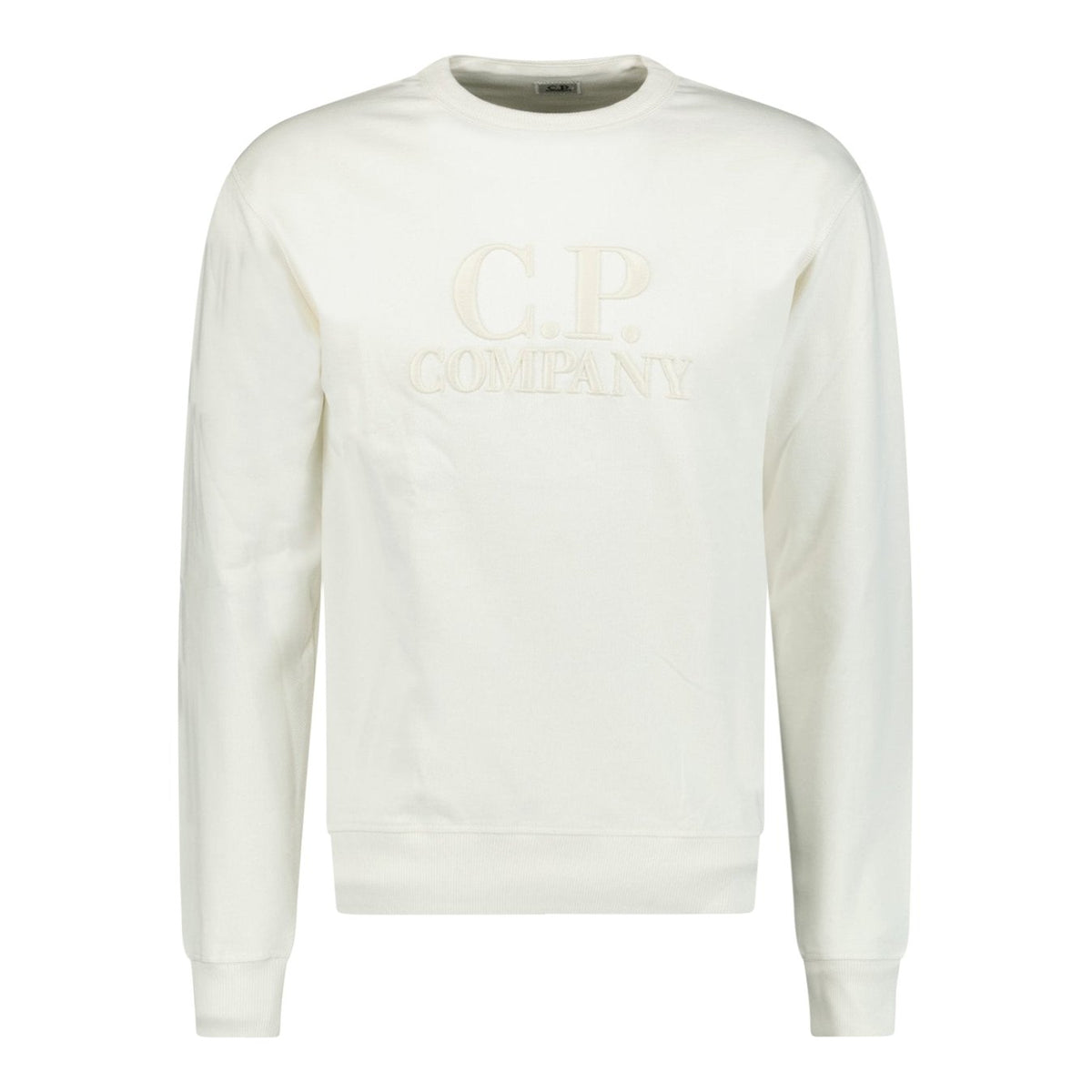 CP COMPANY Logo White Crew Neck Sweatshirt